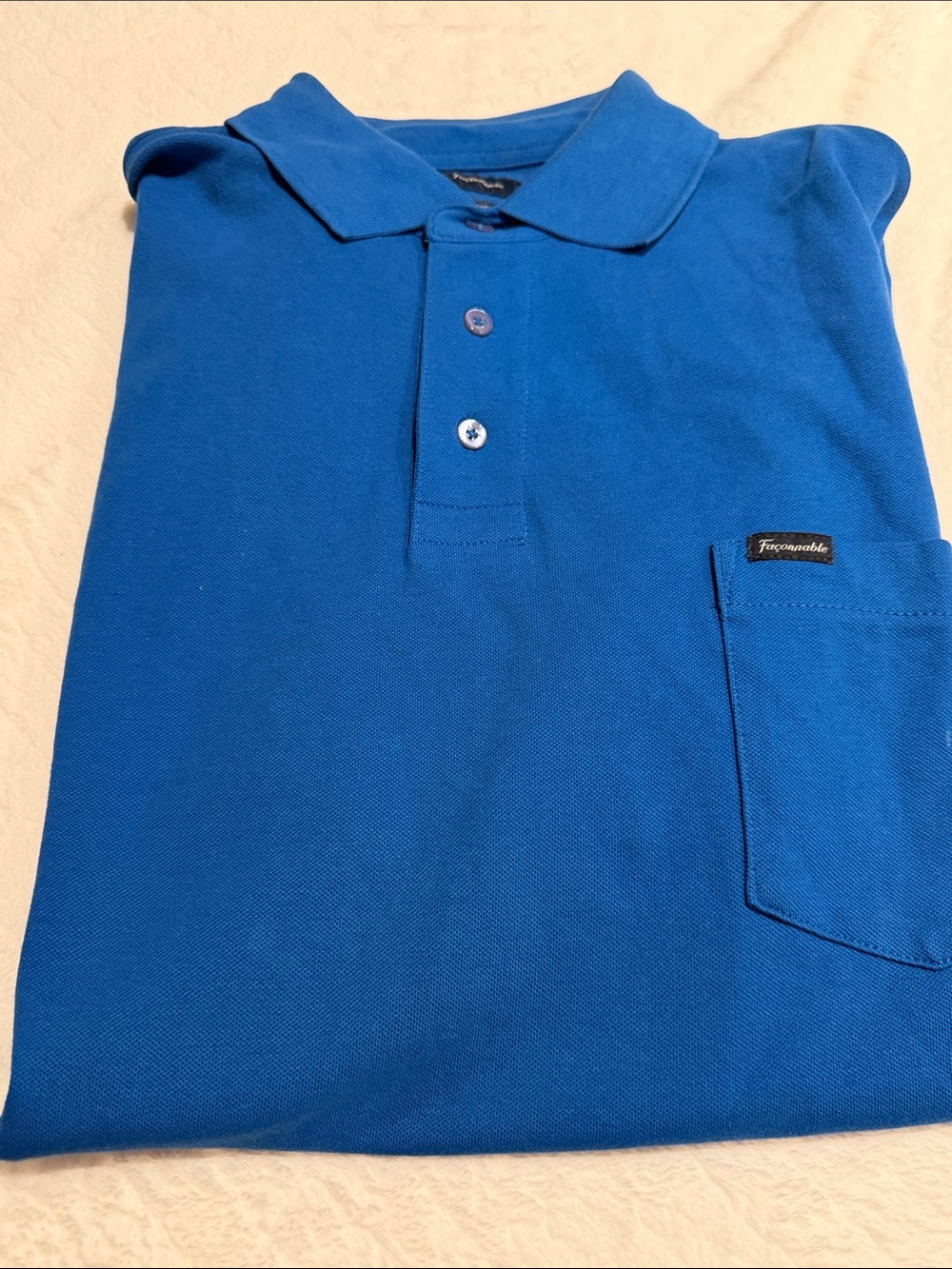 Faconnable Men's Bright Blue Polo with Chest Pocket